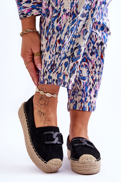 Női klasszikus platform espadrillák, fekete Maurine