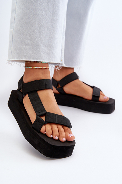 Schwarze Damen Plateau-Sandalen Edireda