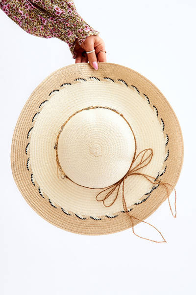 Chapeau Femme Léger Avec Ornements Beige