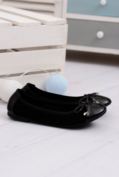 Schwarze Wildleder Ballerinas mit Fliege Mobi
