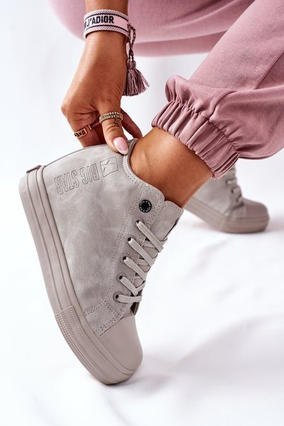 Adidaje cu pană din piele Big Star II274093 Grey