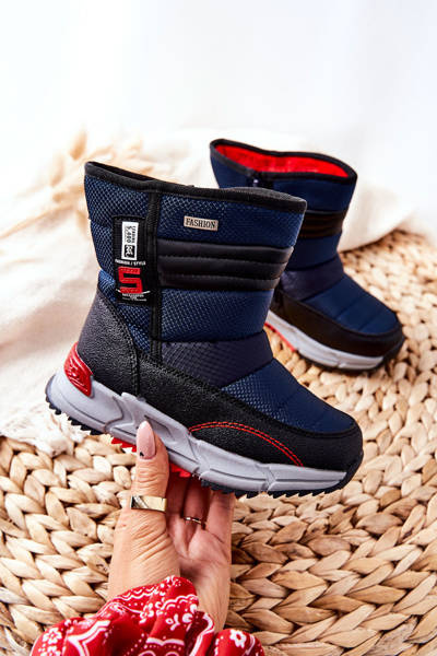 Gepolsterte hohe Schneestiefel für Kinder Marineblau Leoth