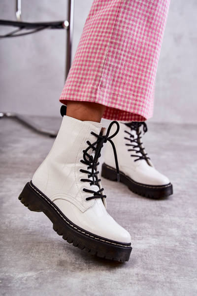 warme Schlangenleder-Stiefel für Damen Weiße Salma