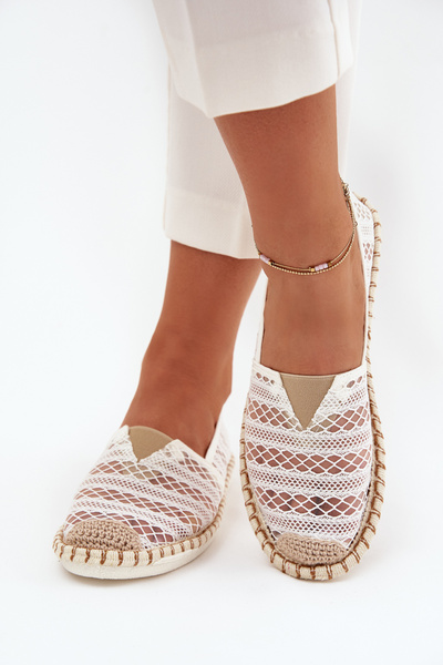 Damen Spitzen Espadrilles Mit Netz Weiß Faylira