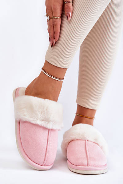 Chaussons Femme Lisse Avec Fourrure Rose Morisea