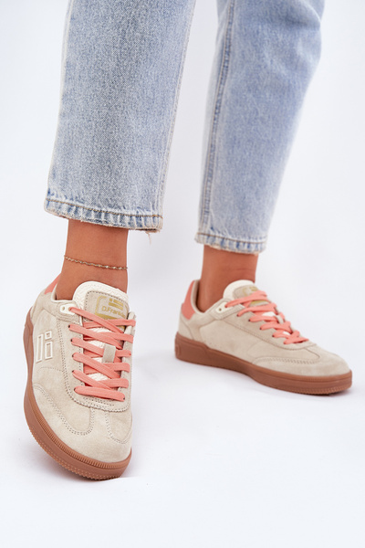 Chaussures de Sport en Daim Baskets Femmes D.Franklin Beige DFSH387005