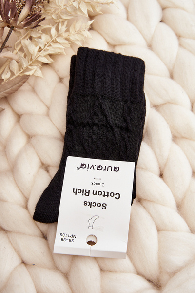Damensocken mit Prägung Schwarz