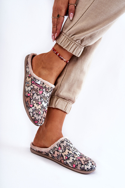 Homemade Slippers In Cats Inblu GF-12-011 Beige