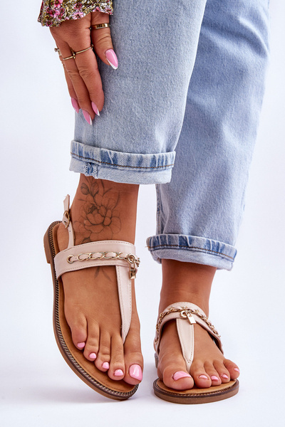 Damensandalen mit Kette Beige Jessica