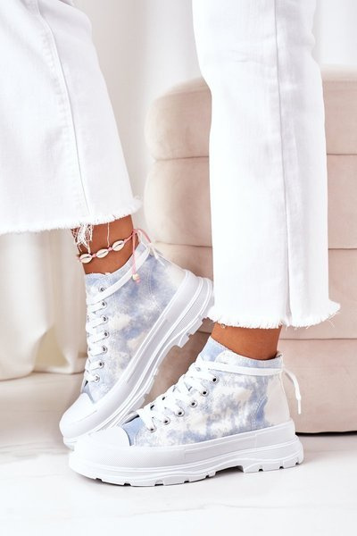Baskets Hautes Sur Semelle épaisse Bleu Effet Tie-Dye Trissy