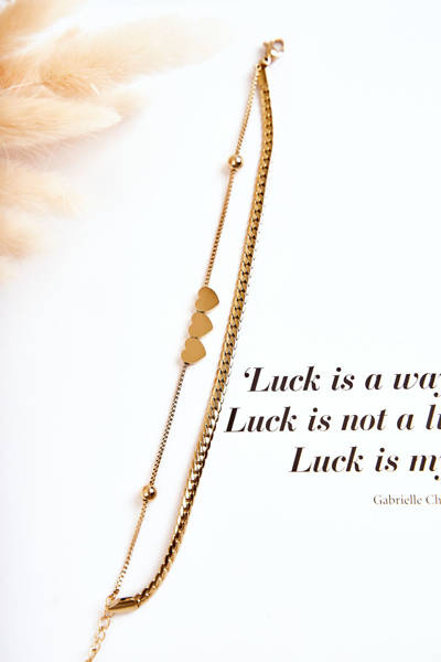 Bracelet Double Femme Trois Coeurs Or