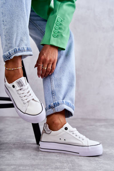 Baskets en matière pour femmes Big Star KK274037 blanc