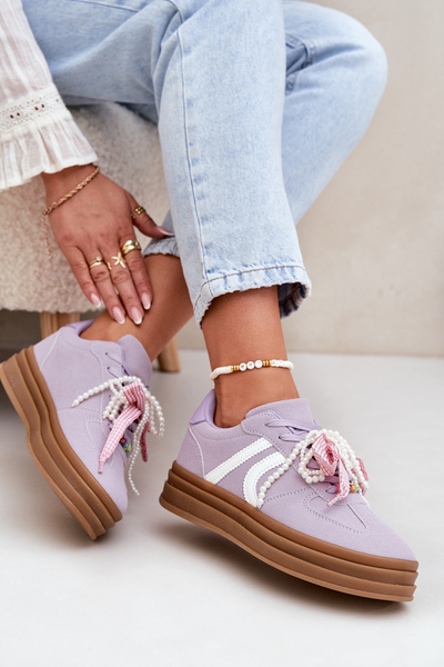 Adidași Femeie Pe Platformă Cu Decorațiuni Violet Vinness