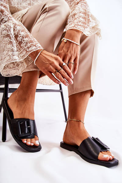 Modische Sommerhausschuhe für Damen Schwarz Sylvia