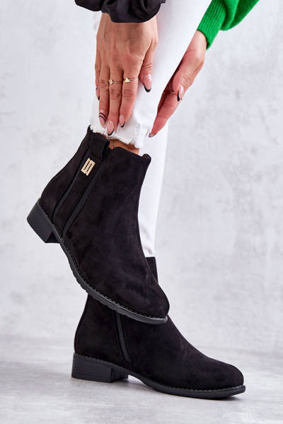 Wildlederstiefel für Damen mit Ornament schwarze Giana