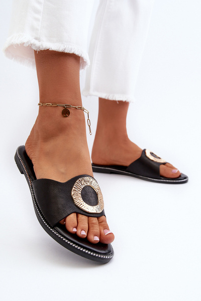 Chaussons Pour Femmes Avec Décoration Noir Cilima