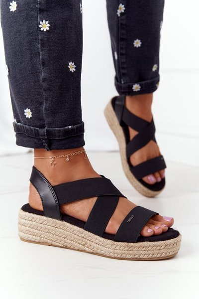 Sandale cu pană cu stea Big Star HH274411 Negru