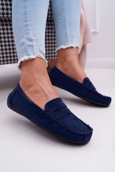 Moteriški Mocassins tamsiai mėlyni zomšiniai Bolero