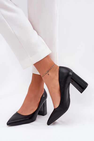 Pantofi Eleganți Cu Toc Negri Vinceza 62220