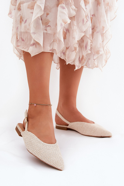 Ballerines Avec Tressage Et Embouts Pointus Beige Hefion
