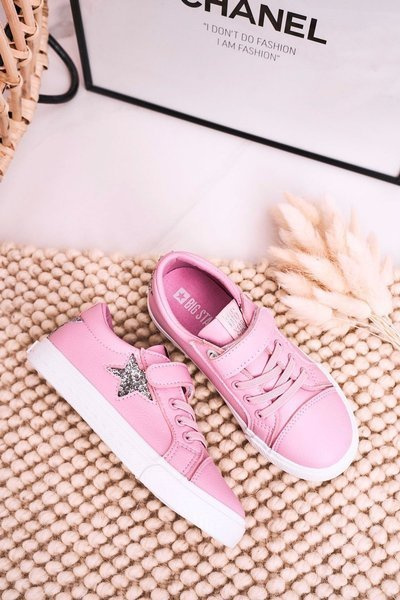 Gyermek bőr tornacipő csillaggal BIG STAR DD374104 Pink