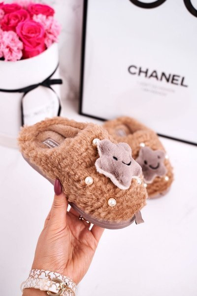 Children's Insulated Home Slippers Brown Little Star