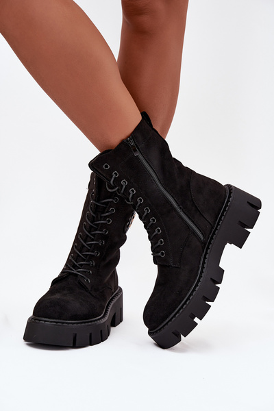 Isolierte Damen-Werkstiefel mit Verzierung schwarze Melisse