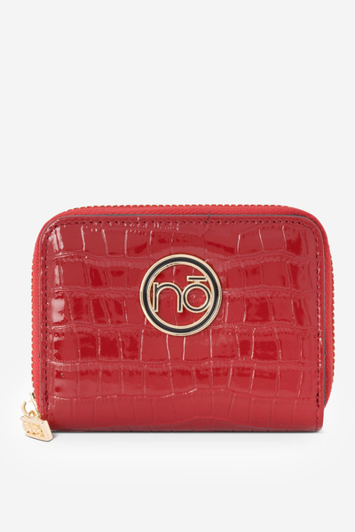 Portefeuille pour femme en cuir naturel imprimé animal petit Nobo NPUR-LR0020-C005 rouge