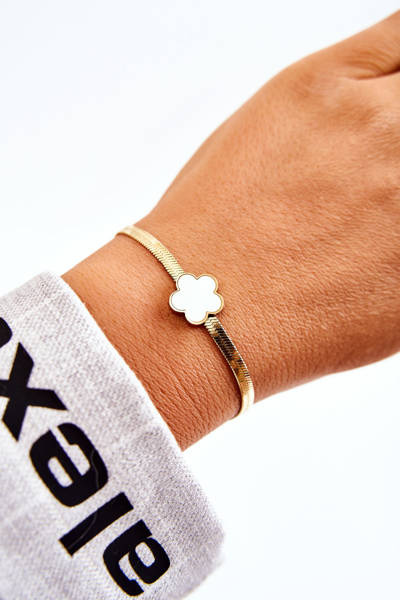 Bracelet Femme Avec Fleur En Or Blanc