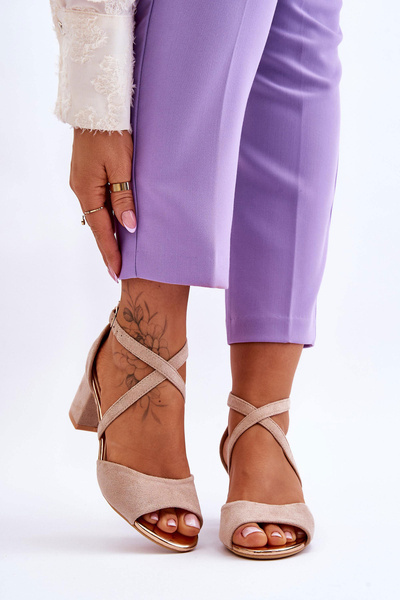 Sandales à Talons Bas pour Femme Beige Quinn