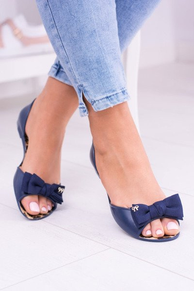 Tamsiai mėlynos spalvos guminės moteriškos Cocard balerinos Viktorija