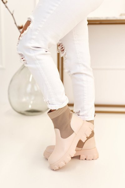 Women's Sock Booties Workers Beige Stormy