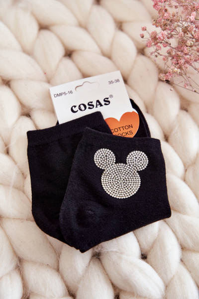 Damensocken aus Baumwolle mit Zirkonia Cosas Schwarz
