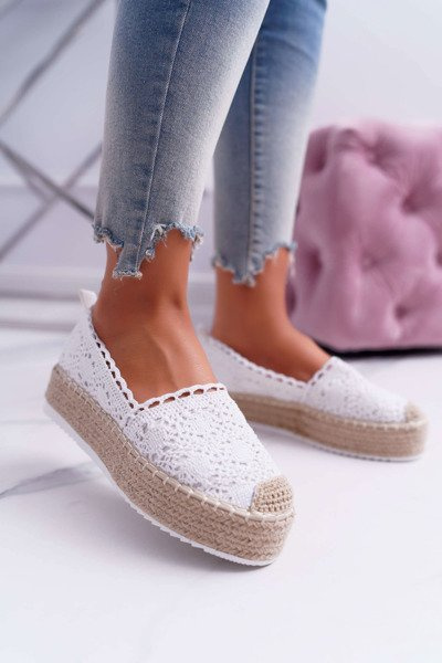 Espadrilles en dentelle pour femmes blanches Lovely Haven