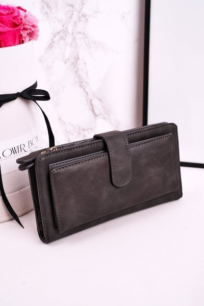 Grand Portefeuille Pour Femme Avec Espace Supplémentaire Pour Cartes Gris