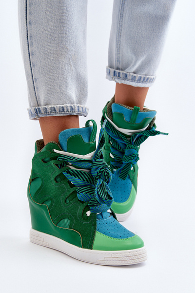 Baskets compensées pour femmes vert Leoppa