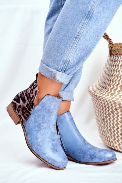 Bottes Femme Talons Plats Printemps Bleu Viva