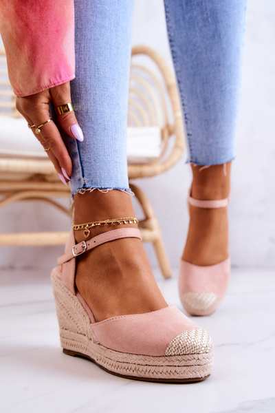 Espadrilles Femme Sur Plateforme Tressée rose Canillo