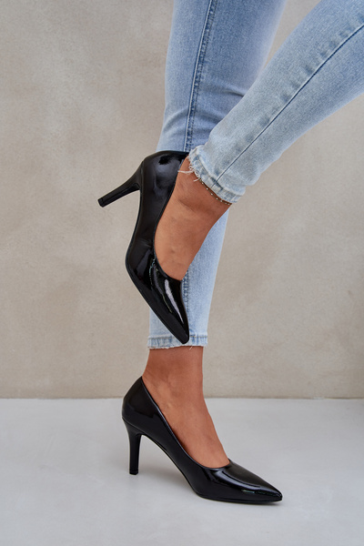 Lackierte Eko Leder Pumps Schwarz Sanalitia
