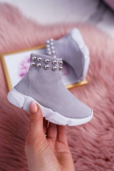 Chaussures de sport à enfiler pour enfants avec perles Gris Verone