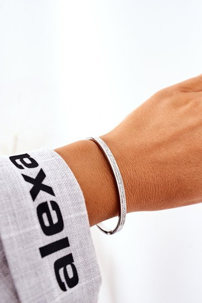 Bracelet En Acier Avec Zircone Cubique Argent