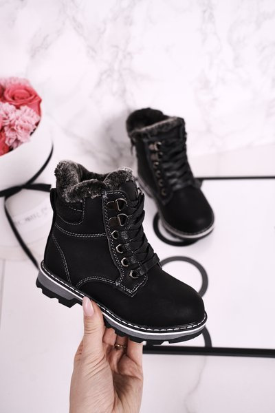 Bottes Pour Enfants Isolées Avec Fourrure Noir Luke