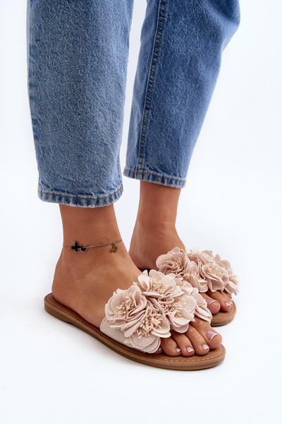 Chaussons à fleurs beiges pour femmes, Eelfan